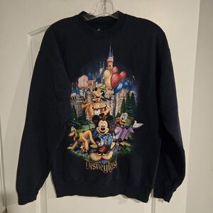 Vintage Disneyland Resort Crewneck Sweatshirt Mickey Goofy Donald Size M Navy